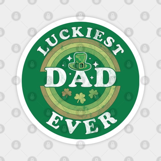 Luckiest Dad Ever Matching St Patty's Day Retro Vintage Magnet by OrangeMonkeyArt